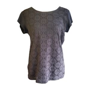 Liz Claiborne Black Casual Short Sleeve Top